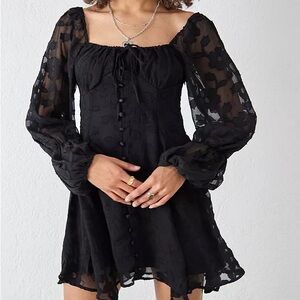 Urban Outfitters Women’s Wisteria Black Jacquard Mini Dress Size XS